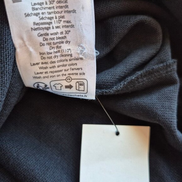 SEZANE Emy Polka Dot Tee-Shirt Dress Crew Neck Short Sleeve Black Ecru - Picture 11 of 14